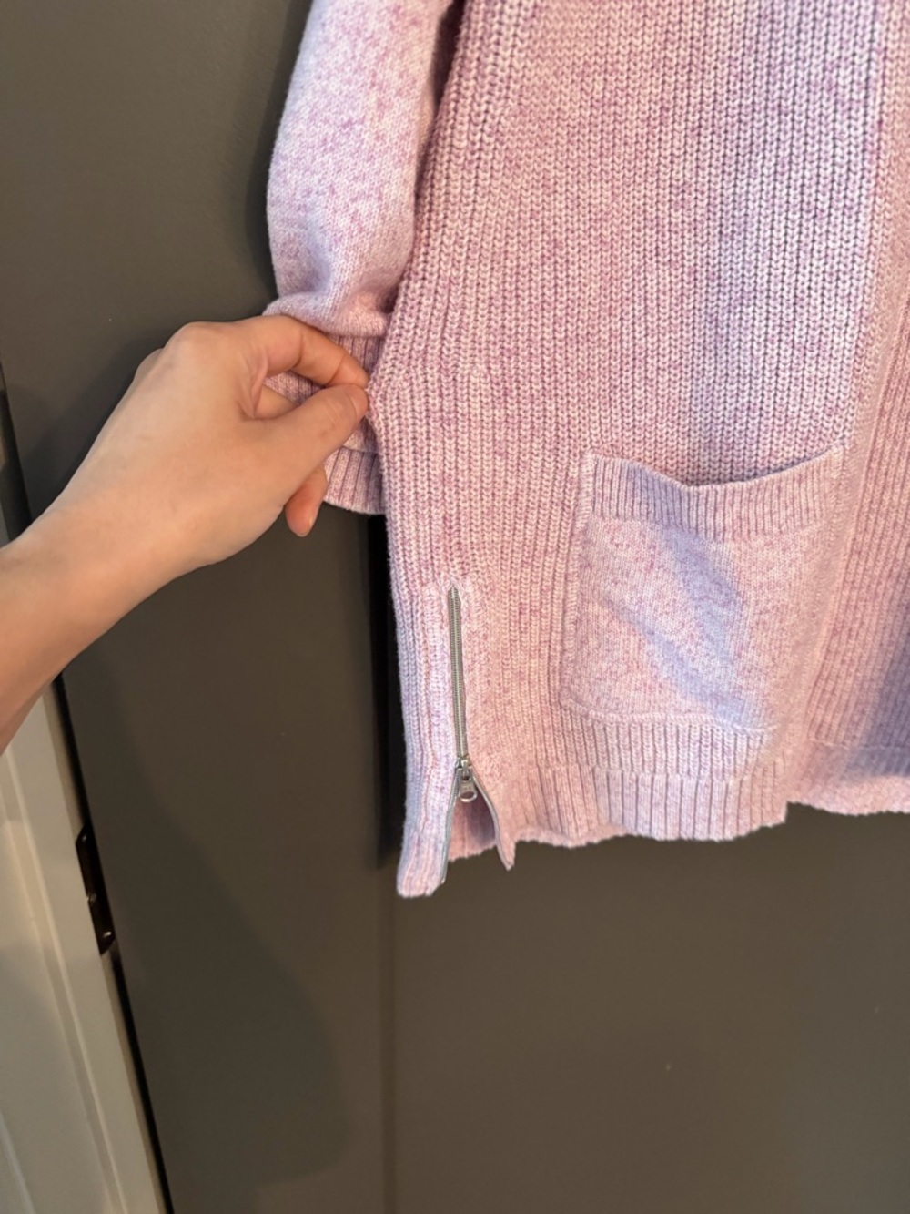 Talbots Light Pink Open-Front Knit Cardigan with Pockets 100% Cotton size Large - Picture 2 of 6